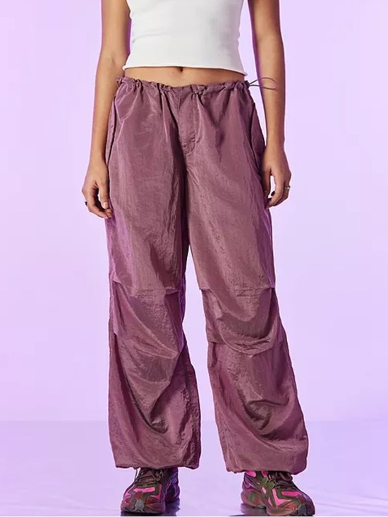 iets frans Pants - iets frans Shiny Pink Parachute Tech Pants Joggers Size XXS NWOT